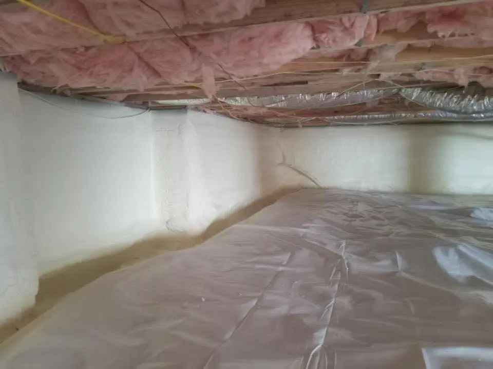 Crawl space encapsulation with closed-cell spray foam for Roof Waterproofing in Montevideo
